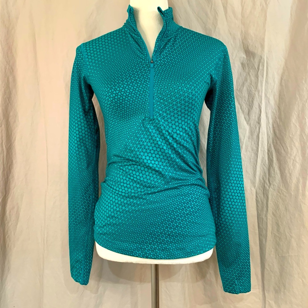Nike DriFit SzSm turquoise&navy pattern long sleeve 1/2 zip jacket